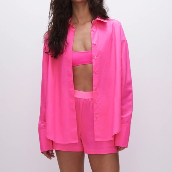 Good American Tops - Good American Coated Poplin Shirt